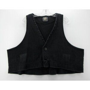 VINTAGE Blue Fish Top One Size Vest Cropped Blouse Lagenlook Art